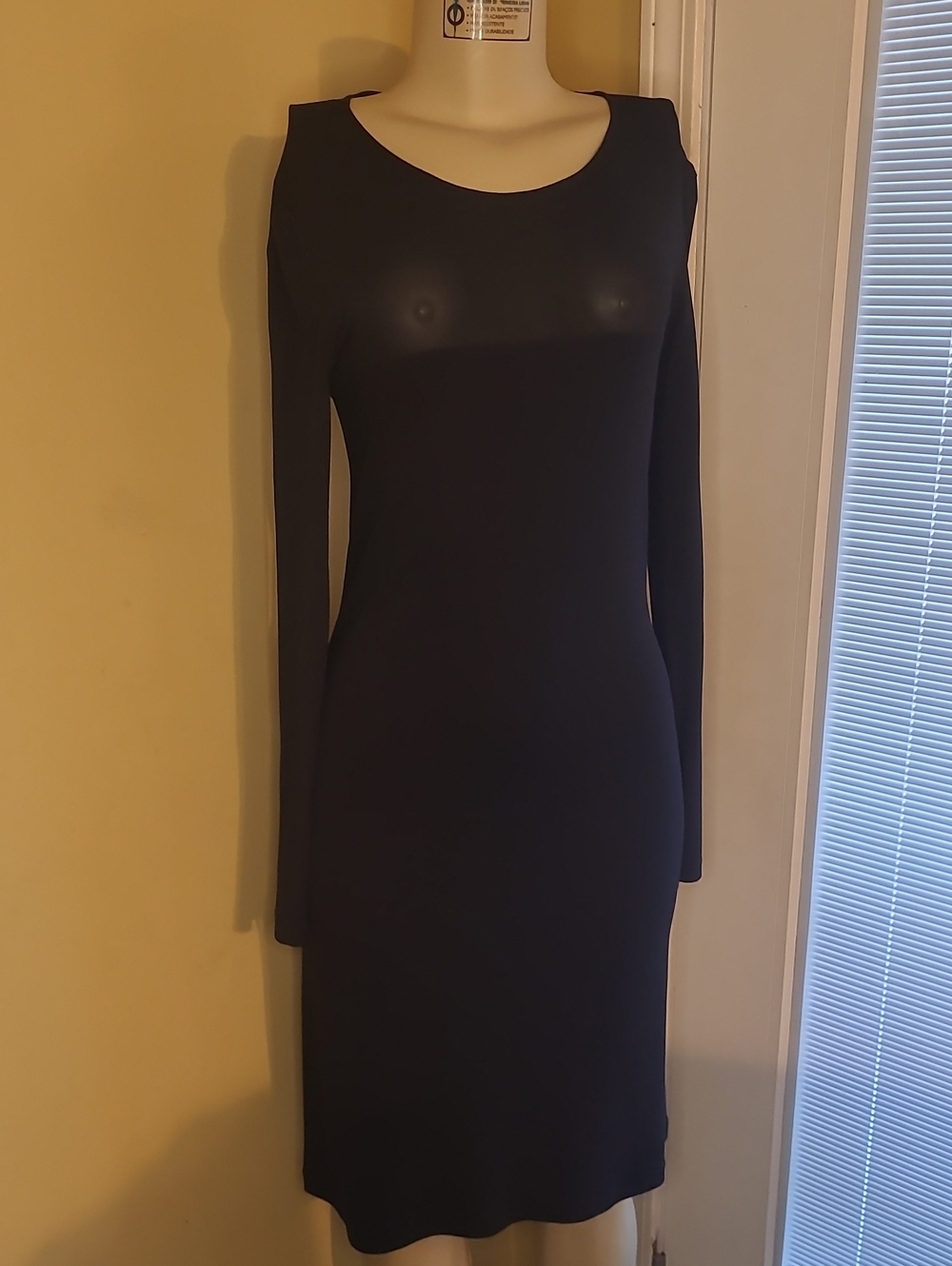 Donna Karan Black Long-Sleeve Sheath Dress